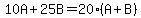 +10A%2B25B=20%28A%2BB%29+