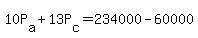 +10P%5Ba%5D+%2B+13P%5Bc%5D+=+234000+-+60000+