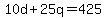 +10d+%2B+25q+=+425+