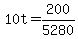 +10t+=+200%2F5280+