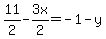 +11%2F2-3x%2F2=+-1-y