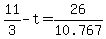 +11%2F3+-+t+=+26%2F10.767+