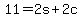 +11+=+2s+%2B+2c+
