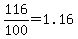 +116%2F100+=+1.16+