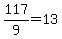 +117%2F9++=+13