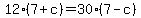 +12%2A%28+7+%2B+c+%29+=+30%2A%28+7+-+c+%29+