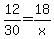 +12%2F30+=+18%2Fx+