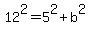 +12%5E2+=+5%5E2+%2B+b%5E2+