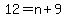 +12+=+n%2B9+