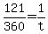 +121%2F360+=+1%2Ft+