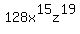 +128x%5E15z%5E19+