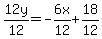 +12y%2F12=-6x%2F12%2B18%2F12+