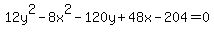 +12y%5E2-8x%5E2-120y%2B48x-204=0+