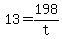 +13+=+198%2Ft+