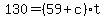 +130+=+%28+59+%2B+c+%29%2At+