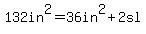 +132in%5E2+=+36in%5E2%2B+2sl