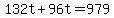 +132t+%2B+96t+=+979+