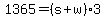 +1365+=+%28+s+%2B+w+%29%2A3+