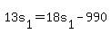 +13s%5B1%5D+=+18s%5B1%5D+-+990+