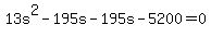 +13s%5E2+-195s+-+195s+-+5200+=+0+