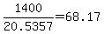 +1400+%2F+20.5357+=+68.17+