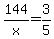 +144%2Fx+=+3%2F5+