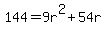 +144+=+9r%5E2+%2B+54r+
