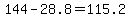 +144+-+28.8+=+115.2+