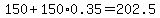 \"+150+%2B+150%2A0.35+=+202.5+\"