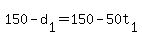 +150+-+d%5B1%5D+=+150+-+50t%5B1%5D+