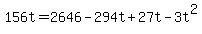 +156t+=+2646+-+294t+%2B+27t+-+3t%5E2+