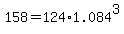 +158+=+124%2A1.084%5E3+