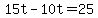 +15t+-+10t+=+25+