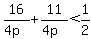 +16%2F%284p%29+%2B+11%2F%284p%29+%3C+1%2F2+