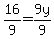 +16%2F9+=+9y%2F9