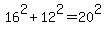 +16%5E2+%2B+12%5E2+=+20%5E2