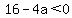 +16+-+4a++%3C+0+