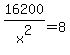 +16200%2Fx%5E2+=+8+