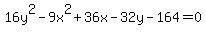 +16y%5E2-9x%5E2%2B36x-32y-164=0