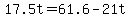 +17.5t+=+61.6+-+21t+