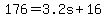 +176+=+3.2s+%2B+16+