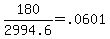 +180+%2F+2994.6+=+.0601+