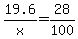 +19.6%2Fx+=+28%2F100+