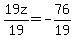 +19z%2F19+=++-+76%2F19+