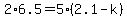 +2%2A6.5+=+5%2A%28+2.1+-+k+%29+