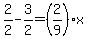 +2%2F2+-+3%2F2+=+%282%2F9%29%2Ax+