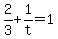 +2%2F3+%2B+1%2Ft+=+1+
