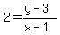 +2=%28y-3%29%2F%28x-1%29
