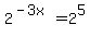 +2%5E%28-3x%29+=+2%5E5+