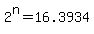 +2%5En+=+16.3934+